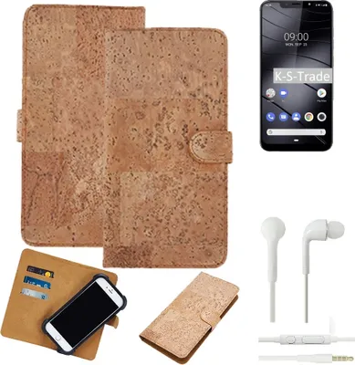 Produktbild von K-S-Trade Hülle kompatibel mit Gigaset GS195 + in ear Kopfhörer Kork Handyhülle Cover  Schutzhülle TPU Case Bumper in Hellbraun, (1x)