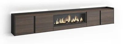 Produktbild von TV-Möbel Holzeffekt eiche schwarz 315x35x50cm Kamin mit Feuereffekt