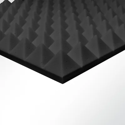 Produktbild von Basotect® Pyramidenschaum Noppenschaum schwarz Dark EcoBalanced selbstklebend 1000x500x50mm Schallabsorber Schallschutz Schalldämmung