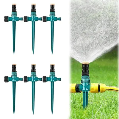 Productafbeelding van Tuinsprinkler, 360° draaibaar, verstelbaar met 3 armen, set van 6 stuks, voor tuinirrigatie