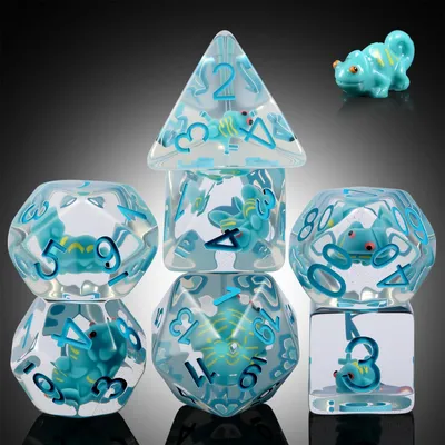 Imagen del producto de Omgoods - Juego de 7 dados para D&D con estuche de terciopelo, ideal para juegos de rol