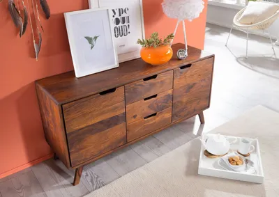 Produktbild von MASSIVMOEBEL24 Sideboard Sheesham 134x40x65 walnuss gewachst MALMÖ 2 #107