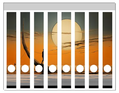 Produktbild von Wallario Ordnerrücken Sticker, selbstklebend für schmale Ordner, 8 Stück, Motiv Einsam im Sonneruntergang