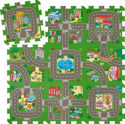 Obrázek produktu pro Puzzle podložka MyCity, město a ulice, 9 dílků, protiskluzová - barevná