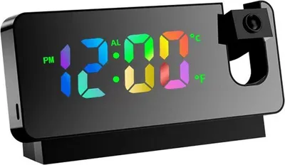 Produktbild von Spiegelprojektionsuhr mit großem LED-Bildschirm, lautloser Schlummerfunktion und kreativem elektronischem Projektionswecker,black