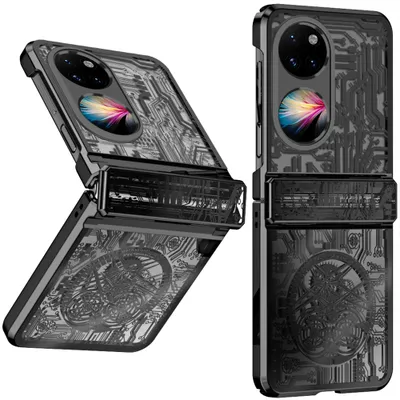 Obrázek produktu pro Pouzdro pro Huawei P50 Pocket galvanizované ochranné pouzdro s ochranou pantu černé