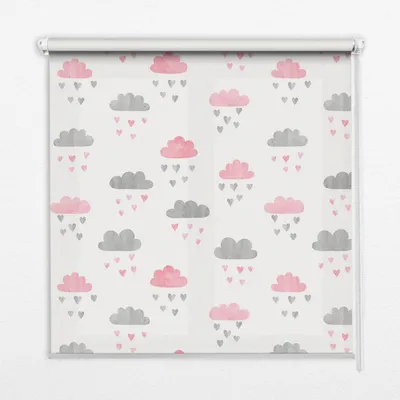 Produktbild von Seitenzug-Rollo Fensterrollo Jalousie - Thermo-Rollo Verdunkelungsrollo - 140x180 cm - Rosa und graue Wolken