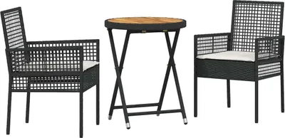 Obrázok produktu pre Záhradný bistro set 3 pcs Čierna polyratan