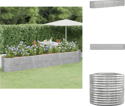 Image de vidaXL Lit surélevé Acier revêtu par poudre 440x80x68 cm Argenté - Pots de fleurs & Jardinières