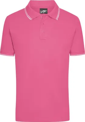 Produktbild von Men's Polo Polo in elastischer Piqué-Qualität pink/white, Gr. M