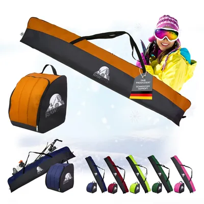 Image de Rawstyle Ski Bag Ski-Schuhasche Set SKI-Tasche 160cm ou 180cm imperméable Ski Bag Ski Cover Wintersport Kombi (180cm-noir-orange)