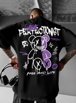 Produktbild von Oversize Shirt "Optimistic Perfectionist – Freedom" Streetwear Fashion Urban Schwarz XS
