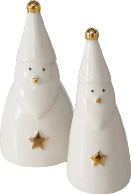 Produktbild von Dekofiguren aus Porzellan, weiße Weihnachtsmänner, 2er-Set