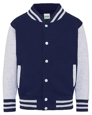 Produktbild von Awdis - Varsity-Jacke (US-College-Stil) für Kinder, meliert LT2766 (116) (Marineblau/Grau meliert)