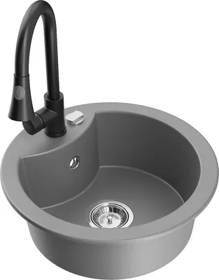 Produktbild von Mexen Diego 1-Becken-Granit-Spüle mit Mischbatterie Elia, Grau - 6512-71-670101-70