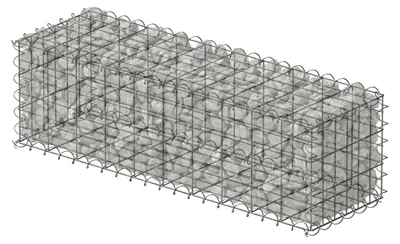 Zdjęcie produktu dla Relaxdays, siatka gabionowa, osłona przeciwwiatrowa do ogrodu, kosz kamienny, drut o grubości 4 mm, ocynkowany, wymiary: 30x100x30 cm, ściana gabionowa, stal, kolor srebrny