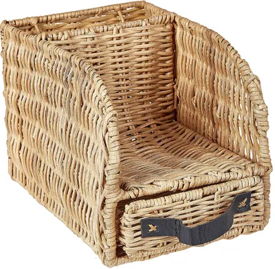 Produktbild von BELIANI Schreibtisch Organizer Natur aus Rattan 14 x 14 cm mit Schublade für Büro Homeoffice