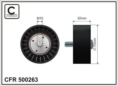 Produktbild von CAFFARO 500263 Umlenkrolle Keilrippenriemen 70mm für CHEVROLET CAPTIVA (C100, C140) für OPEL ANTARA