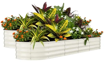 Produktbild von Erhöhtes Hochbeet aus verzinktem Metall - 2 Pflanzkästen - 244x61x46 cm - 46 cm hoch für tiefwurzelnde Pflanzen - Rostbeständig für Gemüse und Blumen im Freien