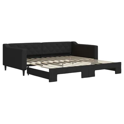Image de vidaXL Lit de jour extensible Noir 100x200 cm Tissu