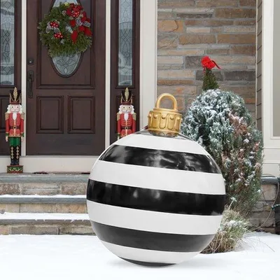 Produktbild von Unyqoos® Aufblasbare Weihnachtskugel 60 cm – leuchtende, wetterfeste PVC-Außendeko für Garten, Tür & Party
