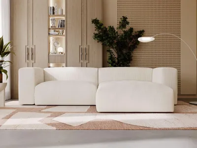 Produktbild von GrainGold Ecksofa L-Form Rechts Landi - Moderne Cord Ecksofa, Wohnzimmer Ecksofa - Eckcouch Beige (Lincoln 03)