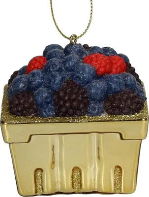 Immagine prodotto di Decorazione per albero di Natale in vetro, 7,5 cm, cesto di bacche, figura dorata / colorata