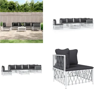 Produktbild von vidaXL 7 tlg. Garten Lounge Set mit Kissen Weiß Stahl - Garten Lounge Set - Garten Lounge Sets - Lounge Set - Gartenmöbel Set