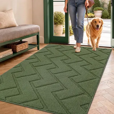 Immagine prodotto di Tappetino verde, 90x150 cm, per interni ed esterni, lavabile, impermeabile, antiscivolo, assorbe lo sporco