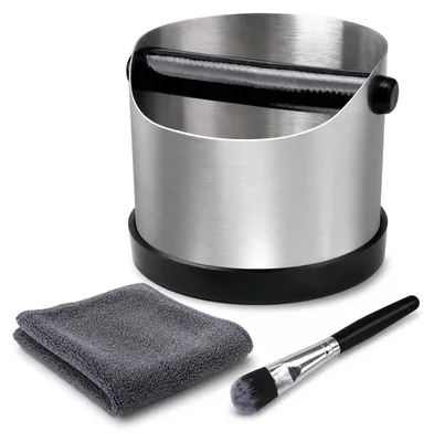 Kaffee-Klopfbox aus Edelstahl mit Bürste, 11,8 cm