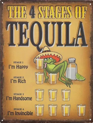 Obrázek produktu pro Moritz plechová cedule 25 x 33 cm The 4 Stages Of Tequila dekorativní kovová cedule retro vintage retro výroky vtipné
