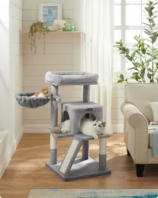 Produktbild von FEANDREA Kratzbaum 96cm mit Kuschelhöhle Kletterturm für Katzen Kratzbrett