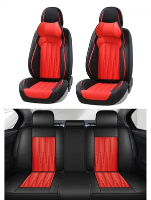 Obrázok produktu pre Kompletná univerzálna sada poťahov na autosedačky z luxusnej umelej kože v čiernej a červenej farbe, s vankúšikmi FLZ.TAP8