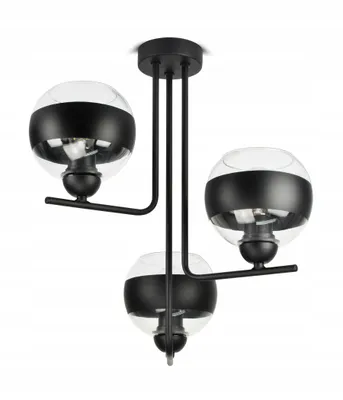 Zdjęcie produktu dla Lampa Wisząca Sufitowa Żyrandol Czarna Szklane Kule Black Belt C3 LED E27