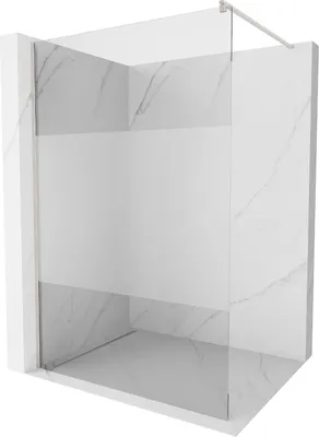 Image de Mexen Kioto Paroi de douche à l'italienne 100 x 200 cm, verre transparent/lait 8 mm, nickel brossé - 800-100-101-97-35
