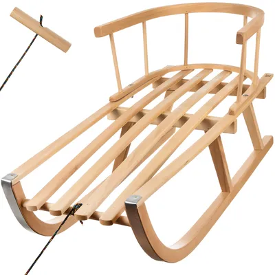 Obrázok produktu pre Kruzzel 25217 Celodrevené sane s opierkou a šnúrou, 90 cm
