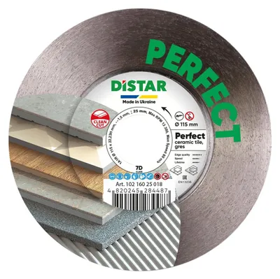 Produktbild von Distar Diamant-Trennscheibe für Feinsteinzeug und Keramik 115mm 1A1R Perfect