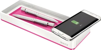 Produktbild von Leitz Stifteschale WOW 53651023 Induktionsladegerät weiß/pink
