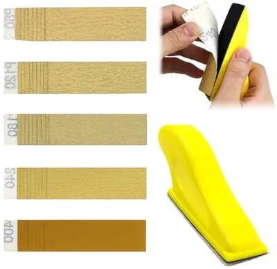 50 Stück Schleifpapier mit Handschleifblock, verschiedene Körnungen für Holzverarbeitung, Basteln und Möbelrestaurierung