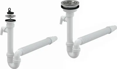 Produktbild von Spülbecken Ablaufgarnitur Flex-Röhrensiphon 1,5' mit Geräteanschluß und Edelstahl Ablaufventil, Verschluss:ø70mm