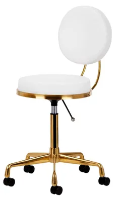 Produktbild von Kosmetikhocker Rollhocker Arbeitshocker Gold Weiß