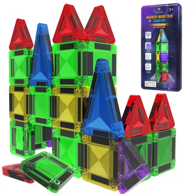 Produktbild von Desire Deluxe Mikro Magnetbausteine 28 Teile – STEM Lernspielzeug für Kinder, Reiseformat, Montessori, Mehrfarbig