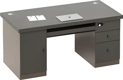 Produktbild von Schreibtisch Arbeitsplatz Modern Schwarz Grau Schloss Stauraum Kabeldurchführung