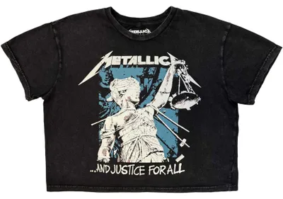 Produktbild von Metallica - "Justice Squares" Kurzes Top für Damen, Steinwaschen RO16998 (XL) (Anthrazit)