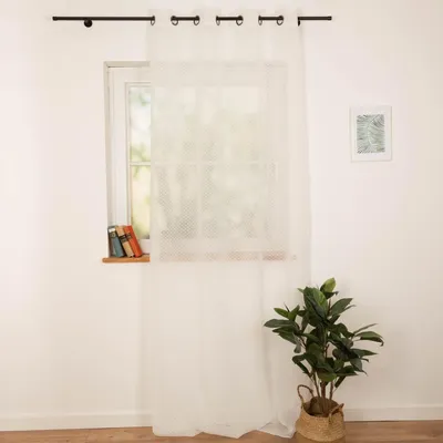 Produktbild von Ösenvorhang Voile Scherli Rechtecke weiß 135x260 cm – transparenter Vorhang