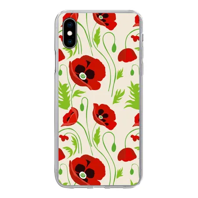 Produktbild von MuchoWow® Handyhülle Schutzhülle Hülle für iPhone Xs Blumen - Mohn - Muster Silikon Softcase Handy Hülle - Handytasche