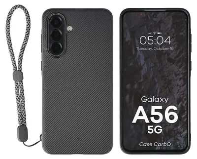 Produktbild von Hülle mit Handgelenkband für Galaxy A56 5G, Bizon Case CarbO, Schwarz