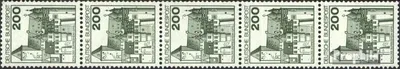 Produktbild von Briefmarken BRD (BR.Deutschland) 1977 Mi 920A I R Fünferstreifen postfrisch Burgen und Schlösser