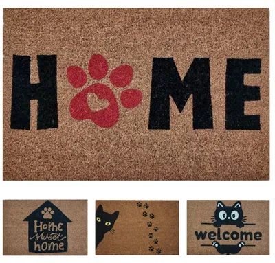 Imagen del producto de Koko Doormats Felpudo de fibra de coco Home con huella, 60x40 cm, antideslizante