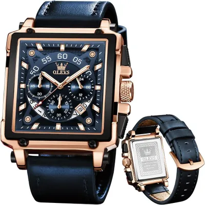 Obrázek produktu pro Pánské hodinky kožený řemínek chronograf japonské Quartz pánské hodinky s datem vodotěsné klasické elegantní náramkové hodinky muži dárek